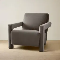 Stellan Mushroom Velvet Occasional Chair - Mushroom Velvet Arms