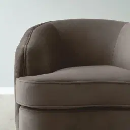 Kelly Mushroom Velvet Swivel Chair - Gold Legs