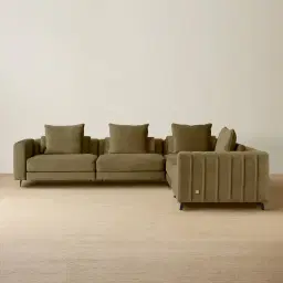 Jordan Olive Green Velvet Corner Sofa	