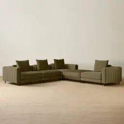 Jordan Olive Green Velvet Corner Sofa	