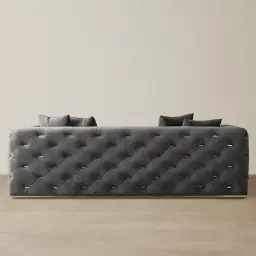 Empress Charcoal Velvet 3-Seater Sofa