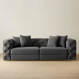 Empress Charcoal Velvet 3-Seater Sofa