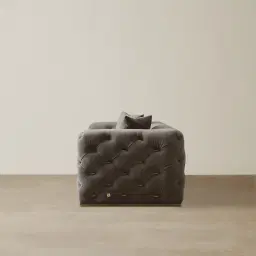 Empress Mushroom Velvet 3-Seater Sofa