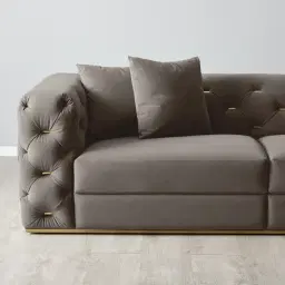 Empress Mushroom Velvet 3-Seater Sofa