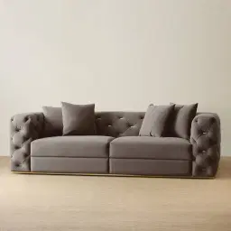 Empress Mushroom Velvet 3-Seater Sofa