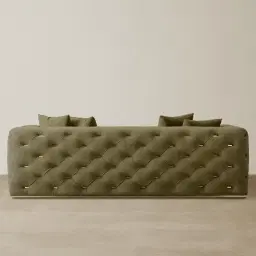 Empress Olive Green Velvet 3-Seater Sofa