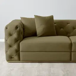 Empress Olive Green Velvet 3-Seater Sofa