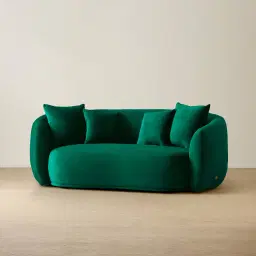 Everett Emerald Green Velvet 2 Seater Sofa - Dark Brown Legs