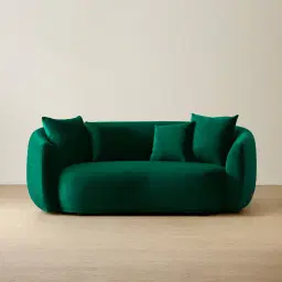 Everett Emerald Green Velvet 2 Seater Sofa - Dark Brown Legs