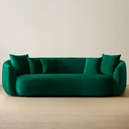 Everett Emerald Green Velvet 3 Seater Sofa - Dark Brown Legs
