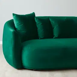 Everett Emerald Green Velvet 3 Seater Sofa - Dark Brown Legs