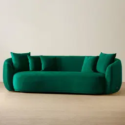 Everett Emerald Green Velvet 3 Seater Sofa - Dark Brown Legs