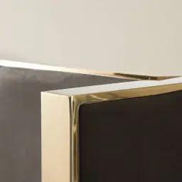 Gertrude Mushroom Velvet Queen Bed - Brushed Champagne Gold Stainless Steel Frame