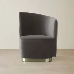 Reina Asymmetrical Mushroom Velvet Chair - Brushed Champagne Gold Stainless Steel Legs Right Apex