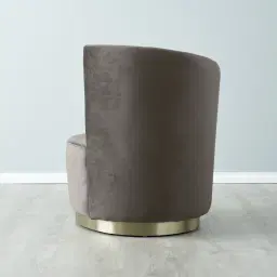 Reina Asymmetrical Mushroom Velvet Chair - Brushed Champagne Gold Stainless Steel Legs Left Apex