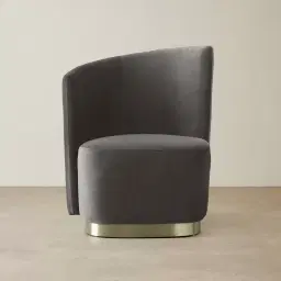 Reina Asymmetrical Mushroom Velvet Chair - Brushed Champagne Gold Stainless Steel Legs Left Apex