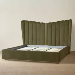 Madrid Olive Green Velvet King Bed
