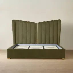 Madrid Olive Green Velvet King Bed