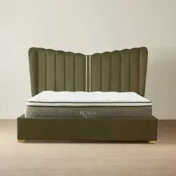 Madrid Olive Green Velvet Queen Bed