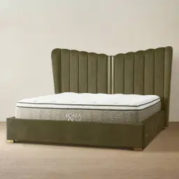 Madrid Olive Green Velvet Queen Bed