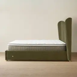 Madrid Olive Green Velvet Queen Bed