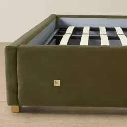 Madrid Olive Green Velvet Queen Bed
