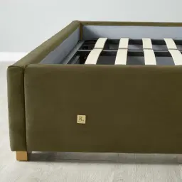 Madrid Olive Green Velvet Queen Bed