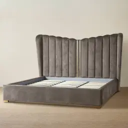 Madrid Mushroom Velvet King Bed