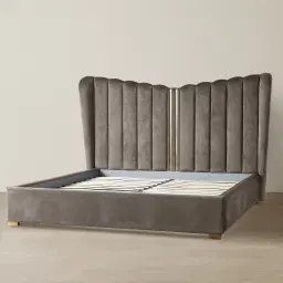 Madrid Mushroom Velvet Queen Bed