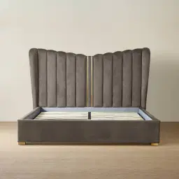 Madrid Mushroom Velvet Queen Bed