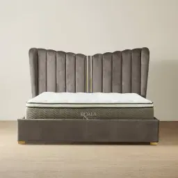 Madrid Mushroom Velvet Queen Bed