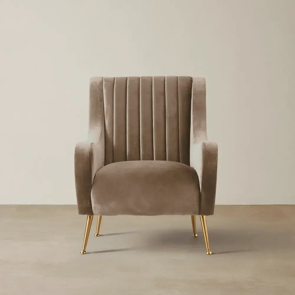 Roosevelt Light Beige Velvet Occasional Chair