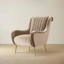 Roosevelt Light Beige Velvet Occasional Chair