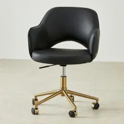 Adrianna Caviar Black Vegan Leather Desk Chair