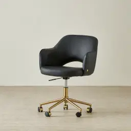 Adrianna Caviar Black Vegan Leather Desk Chair