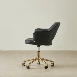 Adrianna Caviar Black Vegan Leather Desk Chair