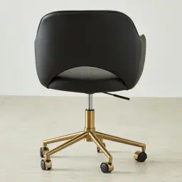Adrianna Caviar Black Vegan Leather Desk Chair