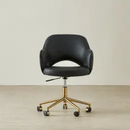 Adrianna Caviar Black Vegan Leather Desk Chair