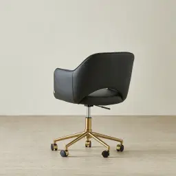 Adrianna Caviar Black Vegan Leather Desk Chair