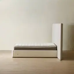 Summerton Pearl Beige Fabric Queen Bed - Toffee Brown Ash