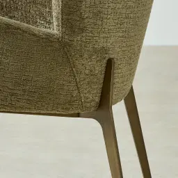Milana Army Green Fabric Dining Chair - Brushed Bronze Legs