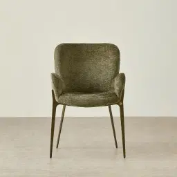 Milana Army Green Fabric Dining Chair - Brushed Bronze Legs