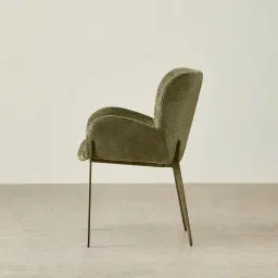 Milana Army Green Fabric Dining Chair - Brushed Bronze Legs
