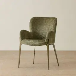 Milana Army Green Fabric Dining Chair - Brushed Bronze Legs