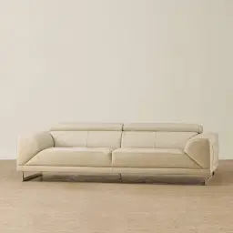 Fortitude Cream Leather 3-Seater Sofa