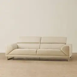 Fortitude Cream Leather 3-Seater Sofa