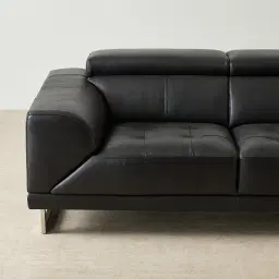 Fortitude Black Leather 2-Seater Sofa