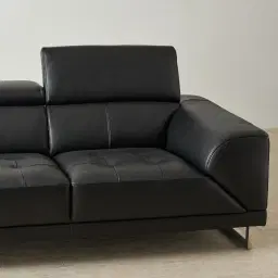 Fortitude Black Leather 2-Seater Sofa