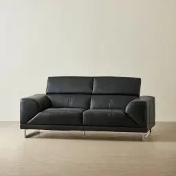 Fortitude Black Leather 2-Seater Sofa