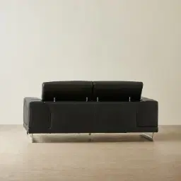 Fortitude Black Leather 2-Seater Sofa